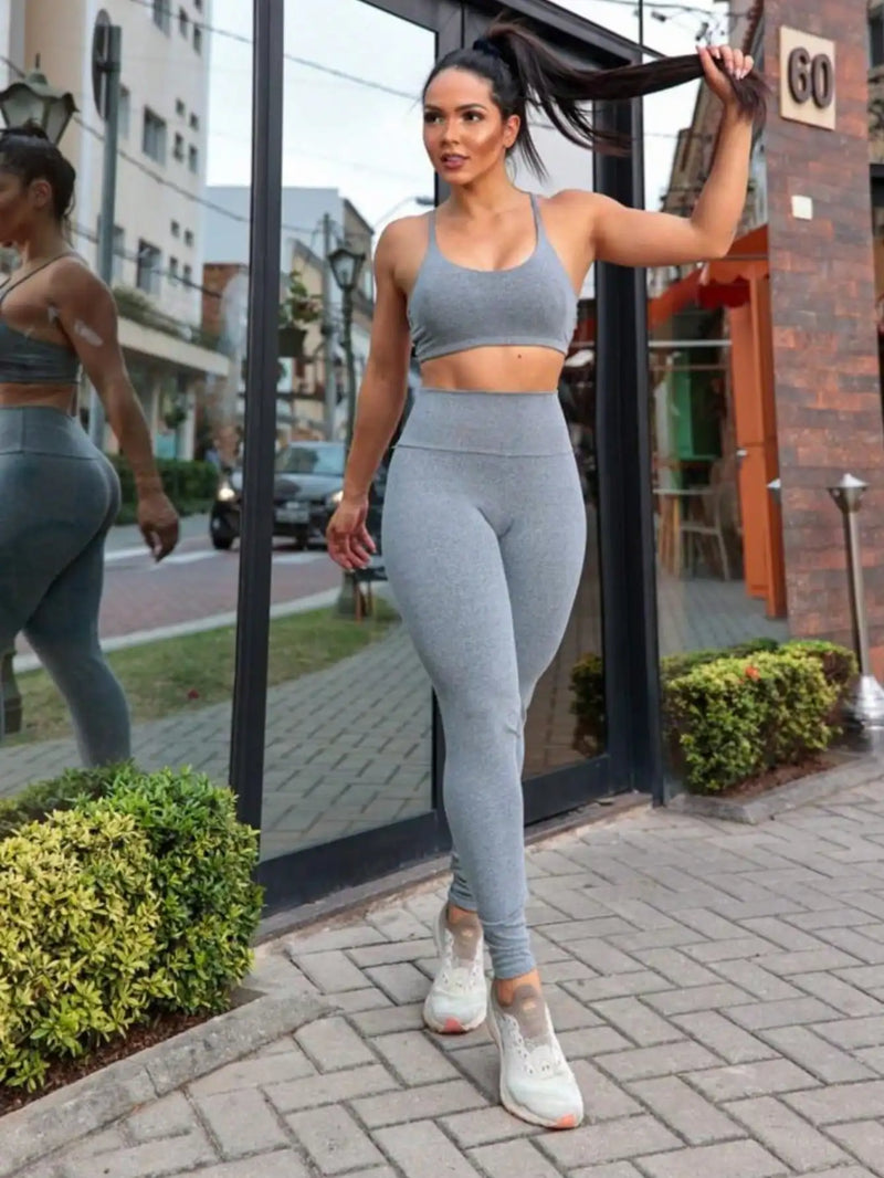 Conjunto Fitness Feminino Top e Calça Legging Para Academia e Treino