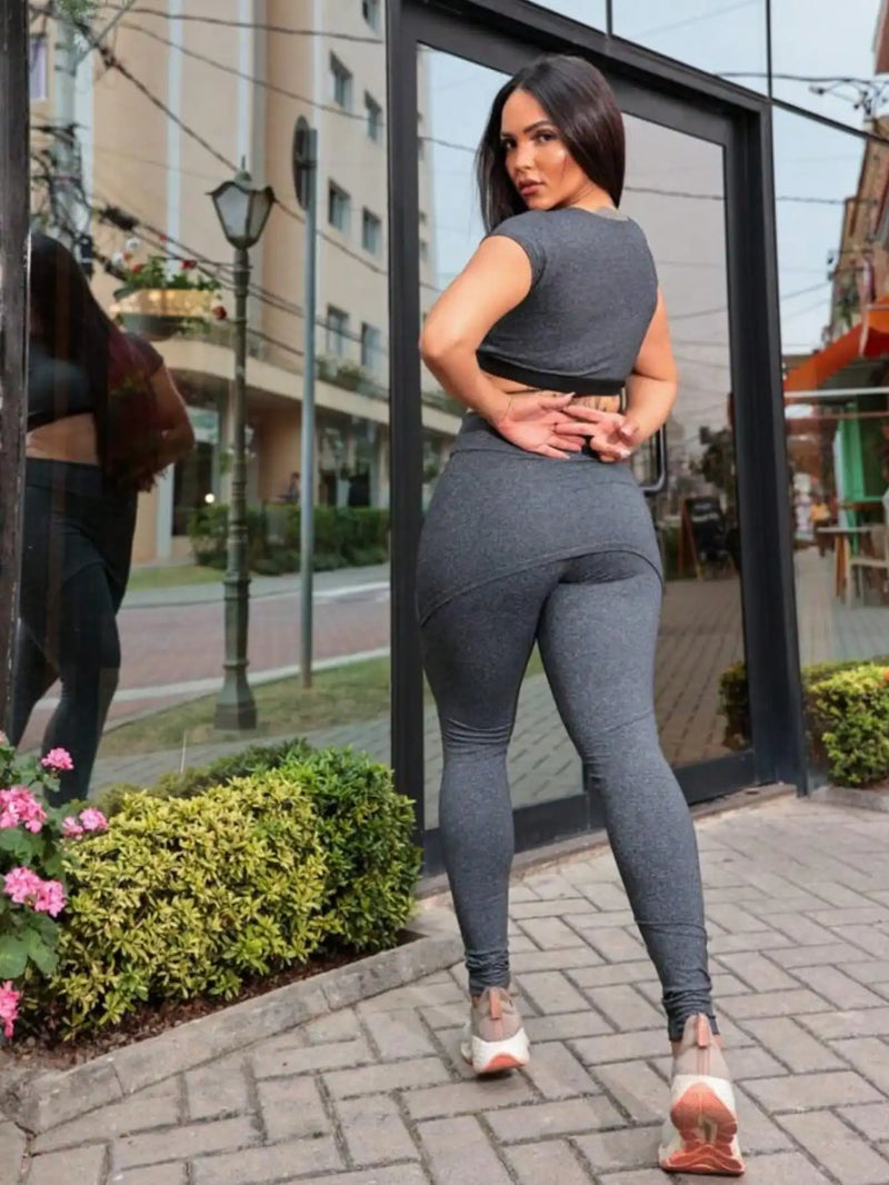 Conjunto Fitness Feminino Top e Calça Legging Para Academia e Treino