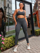 Conjunto Fitness Feminino Top e Calça Legging Para Academia e Treino