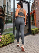 Conjunto Fitness Feminino Top e Calça Legging Para Academia e Treino