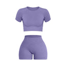 FlexFit Seamless – Conjunto Fitness Feminino 2 Peças em Tricô Canelado Sem Costura