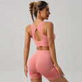 VQFit Seamless – Conjunto Feminino 2 Peças com Top Cavado e Shorts de Cintura Alta