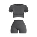FlexFit Seamless – Conjunto Fitness Feminino 2 Peças em Tricô Canelado Sem Costura