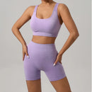 VQFit Seamless – Conjunto Feminino 2 Peças com Top Cavado e Shorts de Cintura Alta