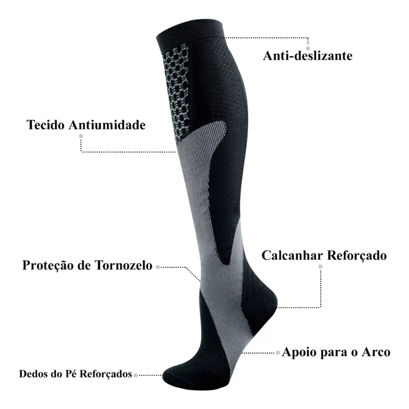 Meia Esportiva de Compressão e Cano Alto