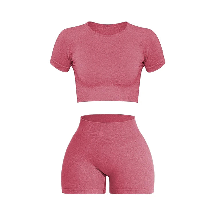 FlexFit Seamless – Conjunto Fitness Feminino 2 Peças em Tricô Canelado Sem Costura