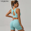 VQFit Seamless – Conjunto Feminino 2 Peças com Top Cavado e Shorts de Cintura Alta
